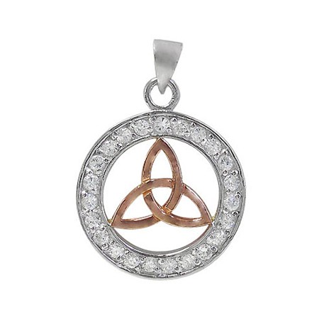 Sterling Silver Rose gold plated Celtic Circle of Life Pendant - Click Image to Close